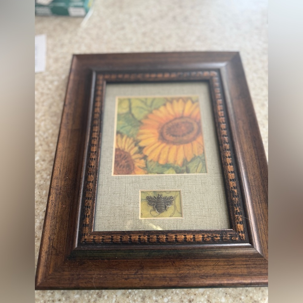 Sunflower and Bee Framed Art